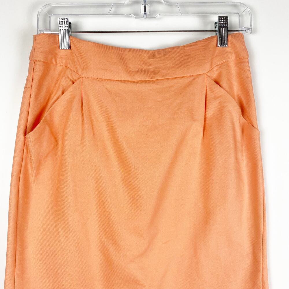 J Crew The Pencil Skirt Peach 100% Cotton Skirt Womens Size 2 - Picture 4 of 11